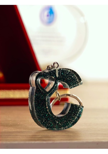 Harfli Anahtarlık Epoksi Kişiye Özel Yapım El Yapımı Harf Anahtarlık Kalp Model Özel Tasarım Hediyelik Ürün Kalp Desenli Simli Anahtarlık Açık Mavi