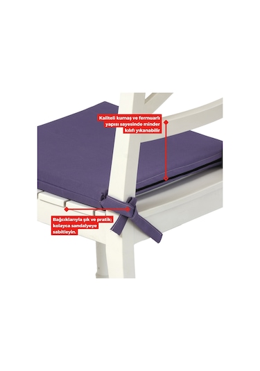 Xpermate 6'lı Sandalye Minderi Su İtici Kumaş 40 x 40 CM Mor