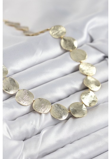 Pirinç Sıralı Para Model Gold Renk Kadın Kolye Çok Renkli