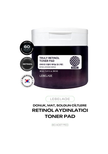 Retinol İçeren Leke Bakımı Tonikli Ped Retinol Toner Pad 60 Adet