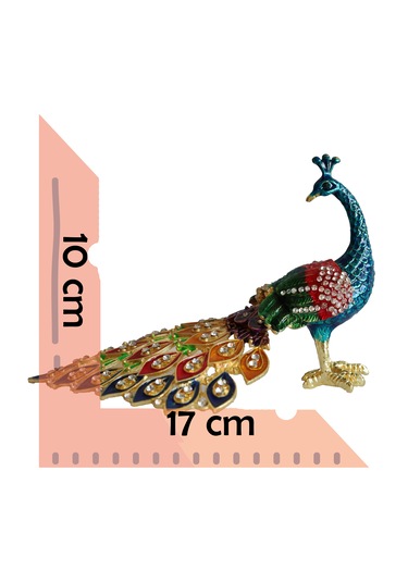 Kristal Taşlı Metal Tavus Kuşu Biblo Dekoratif Ve Şık Aksesuar