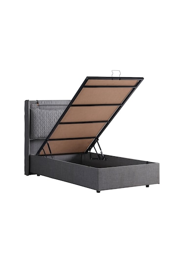 Setaymobilya Baza, Zagreb Tek Kişilik Baza + Başlık Seti, Gri