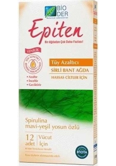 Bioder Hassas Ciltler için Bitkisel Tüy Azaltıcı Sirli Bant Ağda 12'li