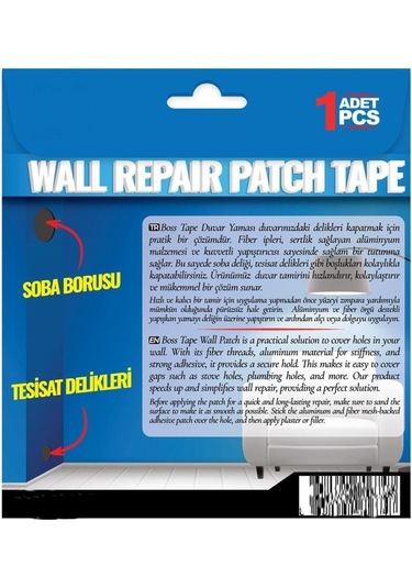 Duvar Yaması Tesisat Ve Soba Borusu Delikleri İçin Kalıcı Onarım 20cmx20cm-1adet