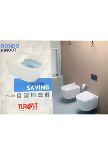Turavit RND5512 Rondo Kanalsız Asma Klozet Nkp Yavaş Kapak