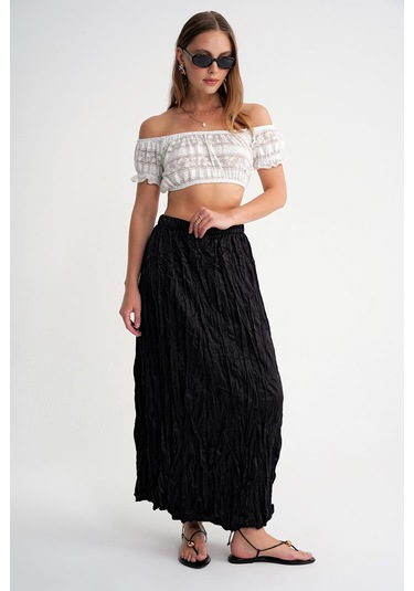 4623 Kadın Kraşlı Düz Saten Etek Siyah Siyah 4623 Kadın Kraşlı Düz Saten Etek Siyah Siyah