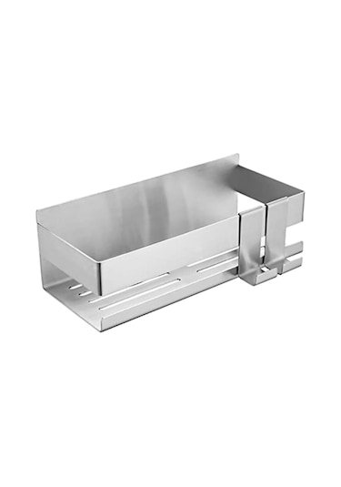 Gajeena 304 Paslanmaz Çelik Güneşli Banyo Dolabı - 23x10x8 Cm Duş Tutucu Sadece Tutucu Dahil Gümüş