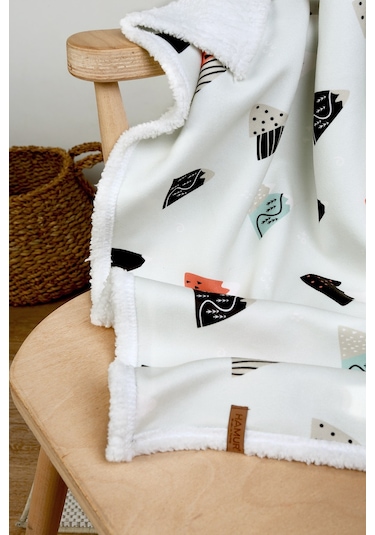 Fluffy Bebek Battaniyesi 80x100 Cm Poyraz Kundak Puset Çift Taraflı Koyun Tüyü Battaniye