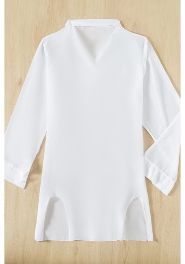 Angelsin Şifon Gömlek Plaj Elbisesi Pareo Kimono Kaftan 001