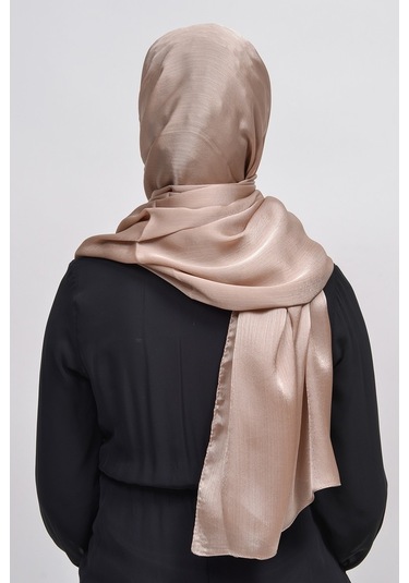 Altobeh Janjan Şık Parlak Saten Dokulu Kadın Tesettür Abiye Şifon Şal - Toprak