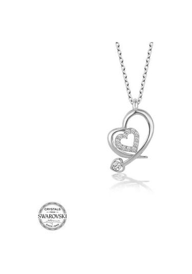 Swarovski Taşlı Gümüş Kalp Kadın Kolye (521255413)