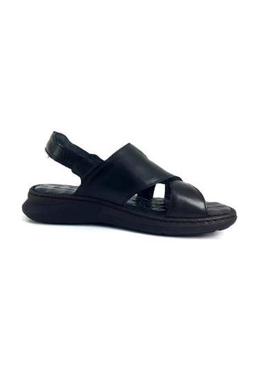 Forelli Berkay Günlük Anatomik Deri Erkek Sandalet-siyah Siyah