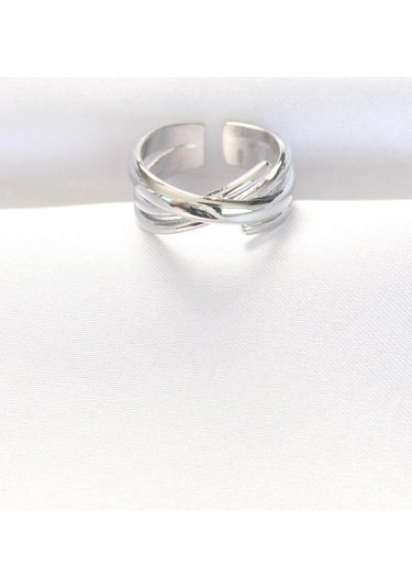 Kalın Silver Renk Ayarlanabilir Yüzük Gümüş