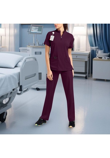 Suntek Hemşirelik Ovma Seti Üst Ve Güzellik Xl-koyu-kırmızı
