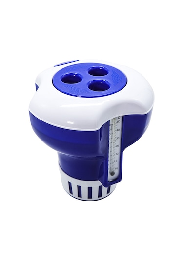 Dofolink Mavi Beyaz Yüzgeçli Havuz Termometreli Kimyasallı Dağıtıcı Kutusu - Pvc Malzeme, Kolay Kullanım, Tüm Havuzlar İçin Temizlik Tableti Yok Çok Renkli