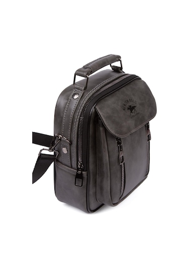 Tuldar Erkek Deri Kapaklı Çapraz Askılı Omuz Ve El Çantası 17x21cm Tul541 Gri