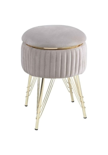 Bianco Metal Ayaklı Puflu Zigon Sehpa Altın Bej Gold Beige