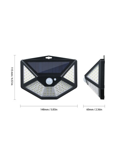 Xindoker Dış Mekan Güneş Enerjili Duvar Lambası 112 Led 6500k Beyaz Işık 3 Mod Pır Sensörlü Ip65 Su Geçirmez