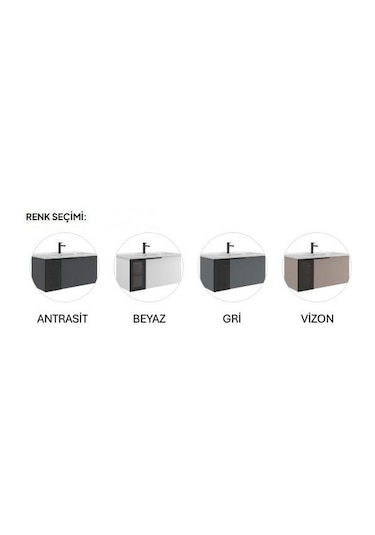 Orka Pure 80 Cm Mat Antrasit Banyo Dolabı Alt Modül Ve Lavabo Navaro/antrasit