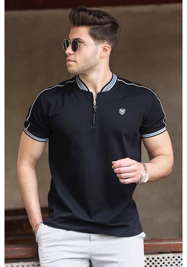 Madmext Madmext Siyah Polo Yaka Erkek Tişört 9281-siyah Siyah