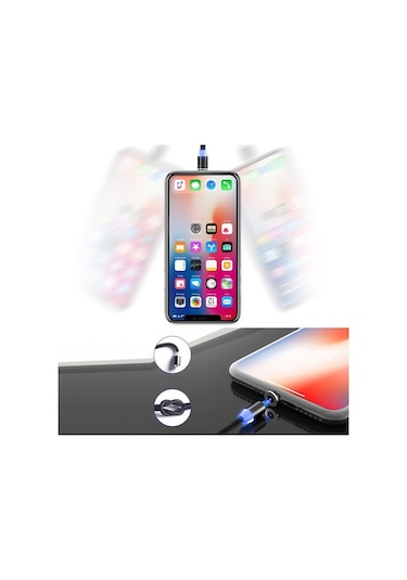 Sandwich 1m Süper Manyetik Şarj Kablosu - 360 Otomatik Adsorpsiyon - Type-c/android/iphone Uyumlu - Sabit Bağlantı