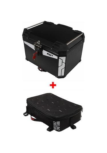 Gp Kompozit Universal 57 Lt Alüminyum Ve Kumaş Motosiklet Çanta Seti Siyah