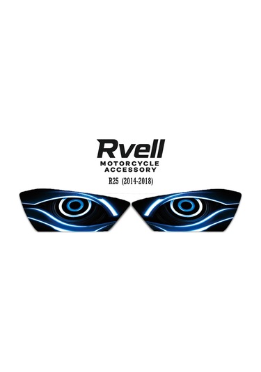 Rvell Yamaha R25 2014-2018 Uyumlu Far Sticker X Techno Mavi 1.Resim