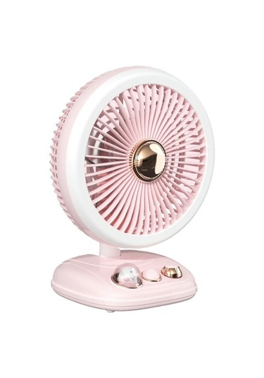 Masaüstü Salınımlı Fan 4000mah Pil Usb Şarj Edilebilir Led Gece Lambası 5533 Pembe