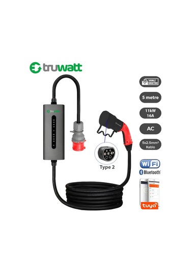 Truwatt 5 Metre 11kw Taşınabilir Elektrikli Araç Şarj Aleti