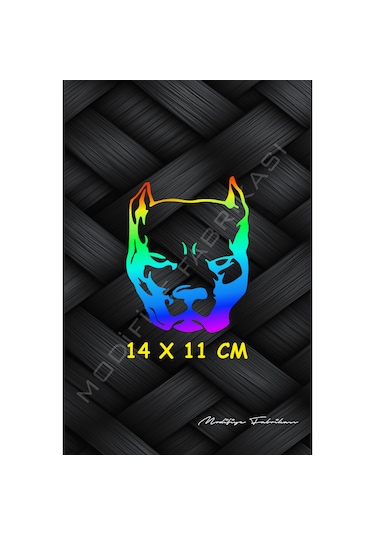 Pitbull Sticker Folyo - Hologram - 14 X 11 Cm