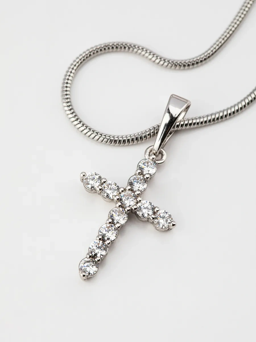 Xuping Kadınlar İçin Haçlı Boyun Zinciri, Medikal Alaşım 178086202 Gri