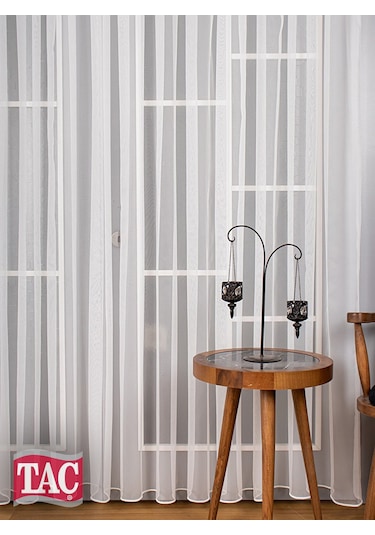 Taç Frahm Eteği Kurşunlu Parlak Düz Tül Perde / Ölçünüze Özel Dikim