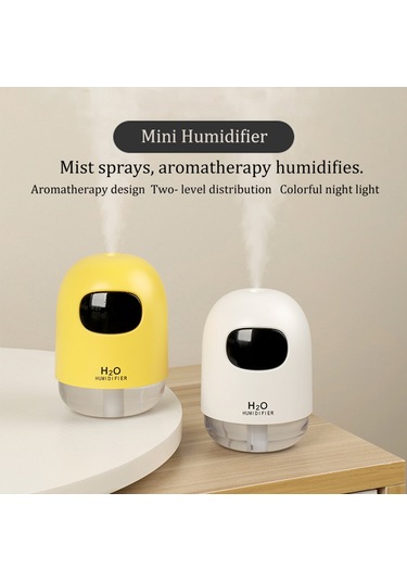 Suofeng Usb Beslemeli Aromaterapi Işıklı Hava Nemlendirici, 2 Sprey Modu, Renkli Gece Lambası, 200ml Kapasite, Mini Boyut Beyaz