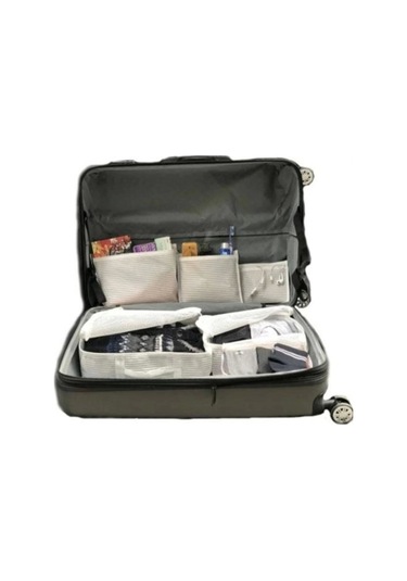 Bavul İçi Düzenleyici Valiz Organizer 6 Lı Set - Çizgili Çok Renkli