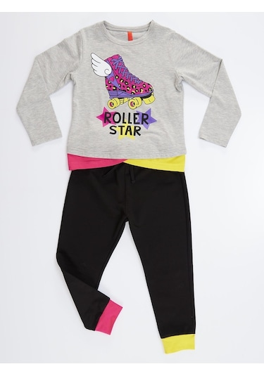 Denokids Mushi Roller Star Kız Pantolon Takım Çok Renkli