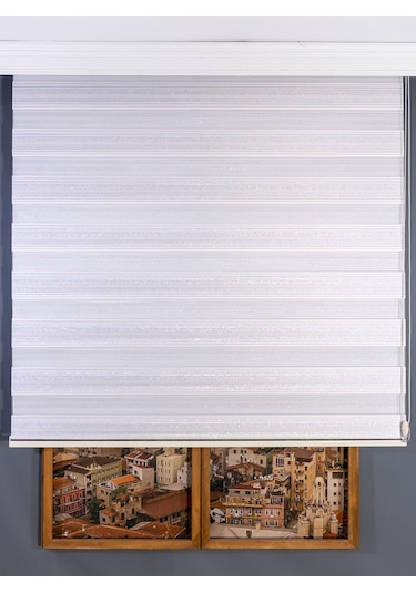 Simli Pudra Zebra Stor Perde Pudra