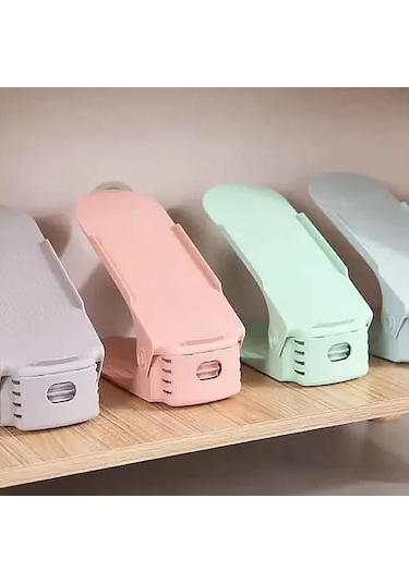 Ayarlanabilir Depolama Çift Kalınlaştırılmış Ayakkabı Rafı Katmanlı Ayakkabı Tepsisi Ev Yerden Tasarruf Sağlayan Ayakkabı Düzenleyici Ayakkabı Dolabı Rafları Yeşil