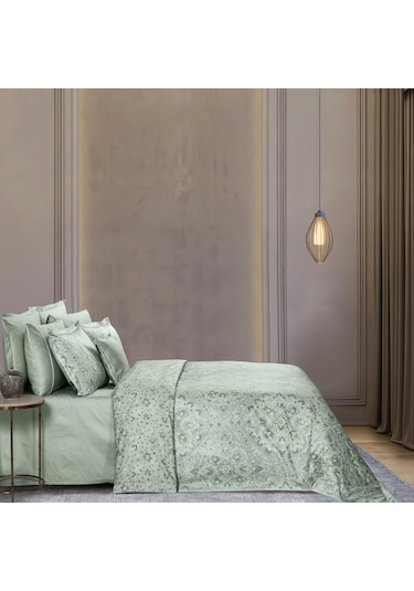 Sarev Himalia Saten Çift Kişilik Nevresim Takımı Yeşil Yeşil