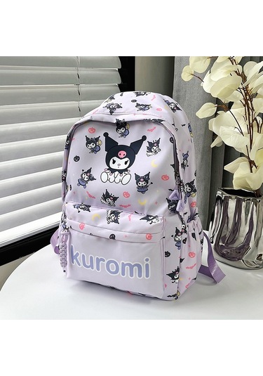 Öğrenci Karikatür Baskı Sanrio Büyük Kapasiteli Omuz Çantası-mor Mor