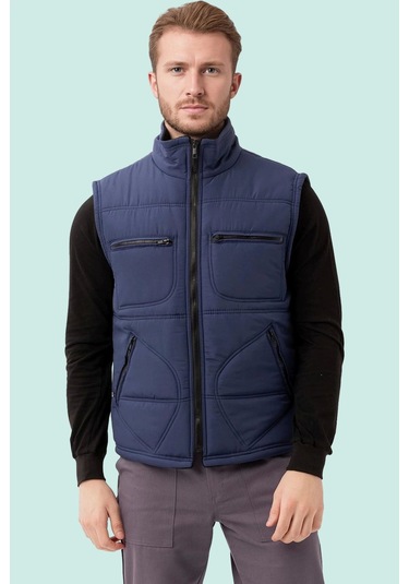 Kışlık Su Geçirmez Çok Cepli Yelek Isı Yalıtımlı Melesa İş Outdoor Suya Sıcak Tutucu Lacivert