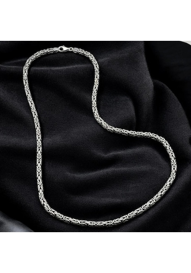 İpek Silver 925 Ayar Gümüş Kare Kral Zincir 3 Mm