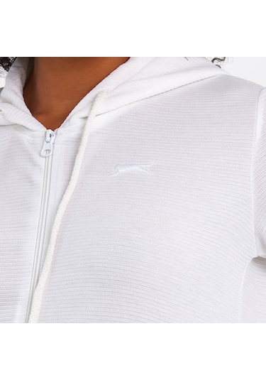 Slazenger PEMA I Kadın Fermuarlı Kapüşonlu Cepli Bej Sweatshirt