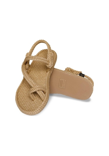 Nomadic Republic Hawaii Kauçuk Tabanlı Erkek Halat Sandalet - Bej