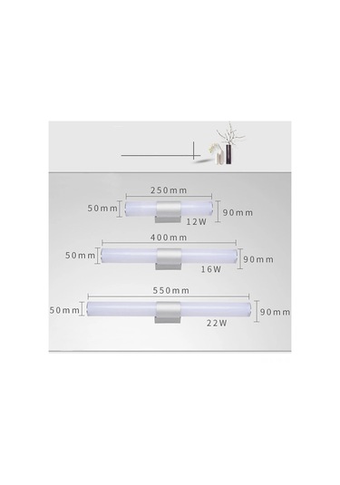 Yunboo Modem Led Banyo Ayna Işığı - 40cm 16w Su Geçirmez Beyaz Işık, Alüminyum, Kolay Kurulum, Ev/bar Dekorasyonu Beyaz