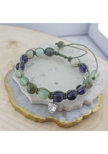 Vaoov 925 Ayar Gümüş Doğal Taşlı Stres Ve Depresyona Karşı Enerji Bilekliği