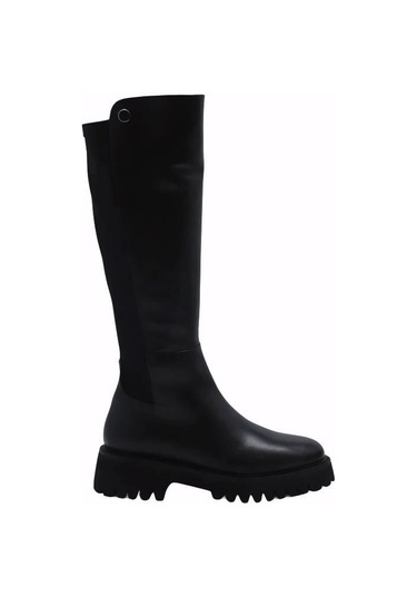 Poletto Hakiki Deri /tekstil Sıyah Çizme Düz 5780 77 S-848 Siyah