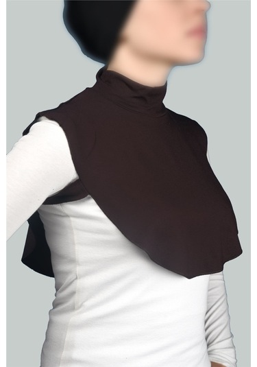 Altobeh Düz Balıkçı Yaka Boğazlı Penye Tesettür Kadın Yakalık Boyunluk - Koyu Kahverengi