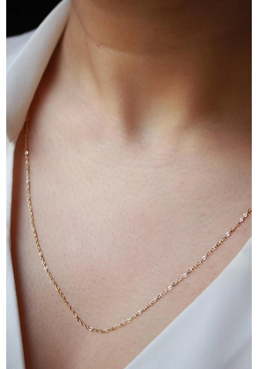 Diamine 14 Ayar Altın Kalın Aynalı Forse Zincir Kolye