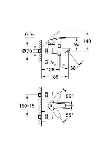 Grohe 333002433 Eurosmart Tek Kumandalı Banyo Bataryası Siyah Mat Siyah