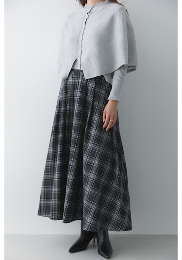 Antrasit Gri Deri Şeritli Ekoseli Etek - 4977 Antrasit - Gri